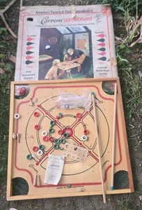 Vintage Carrom Wood Game Board  28" X 28" Net Pockets Great Graphics 1970's - Picture 1 of 10