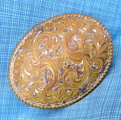 Vaqueros de Trabajo Clásico Floral Desplazamiento Cinturón Hebilla Más Grande HSPOJBronce De Colección .GMP642 Foto 1 de 4