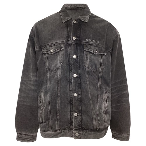 Balenciaga Giacca Denim Specchio In Cotone Scuro Uomo Grigio Taglia 46
