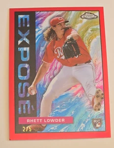 2025 Topps Chrome Rhett Lowder Expose RC Red Refractor Rookie  /5 Reds - Picture 1 of 5