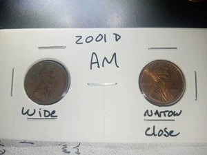 2001 D Lincoln Cent. "WIDE-AM" Error. Also a normal Close Am For Comparison. - Picture 1 of 9