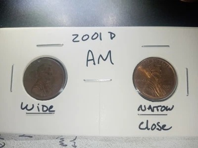 2001 D Lincoln Cent. "WIDE-AM" Error. Also a normal Close Am For Comparison. - Image 1 of 4