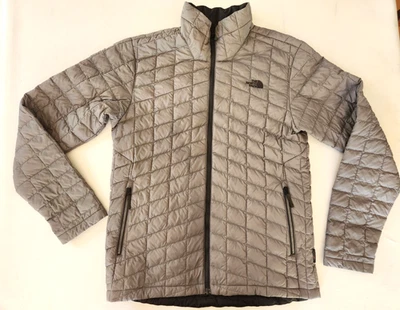 The North Face Thermoball Puffer Jacket Gray Quilted Full Zip Mens Medium Clean - Image 1 of 4