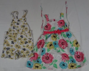 LOT OF 2 GILRS OVERALL SHORTS AND DRESS FLOWERS SIZE 6 #74 - Picture 1 of 1