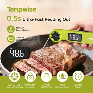 Tempwise BBQ Cooking Meat Thermometer 300℃ 0.5S Fast Read Recharge Magnetic IP67 - Picture 1 of 12