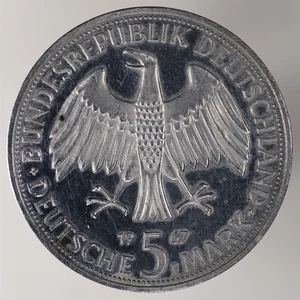Moneda de plata de prueba de 5 marcos alemanes KM#120 1967-F Alemania - Imagen 1 de 2