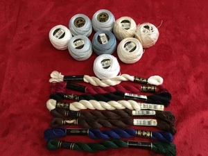 DMC Coton Perle Needlepoint/Embroidery Thread - 17 pc Mixed Lot - 5, 8, 12 - Picture 1 of 7