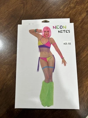 Elegante Momentos Neón Nites Conjunto de 2 Piezas Mujer Disfraz Adulto Íntimo Sin Botas Foto 1 de 2