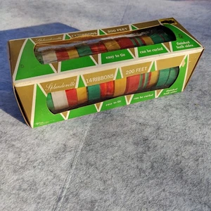 Vintage NOS Splendorette 14 Christmas Ribbons Curling 200 Ft Gift Wrapping Bows - Picture 1 of 5