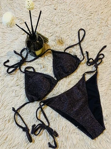 New black shimmer bikini size 12 - Picture 1 of 3