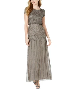Adrianna Papell Womens Beaded Gown Dress, brown, Petite, 10P - Picture 1 of 3