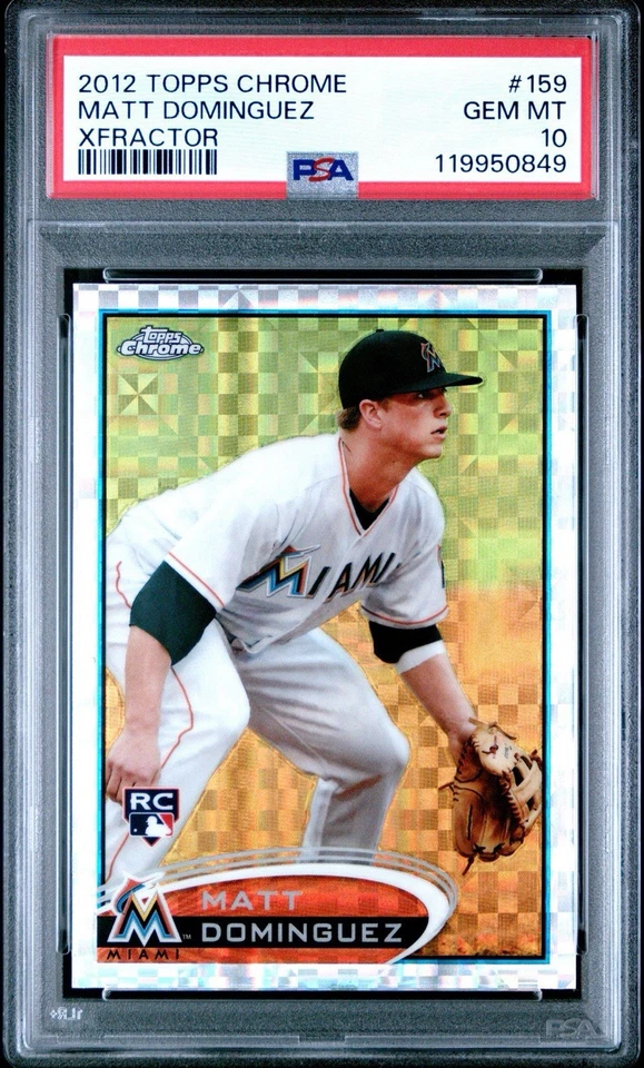 2012 Topps Chrome Matt Dominguez #159 RC X-Fractor PSA 10 Pop 1 - Image 1 of 3