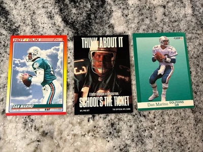 Dan Marino 1990 Score Hot Gun & 1991 ProSet Think About It & 1991 Fleer 卡 — 第 1/4 张图片