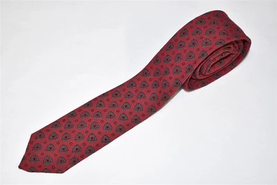 CORBATA DE CUELLO AJUSTADA VINTAGE AÑOS 50 TONOS IVY ROJO VERDE TRIÁNGULO MOTIVO CÍRCULO HOMBRE Foto 1 de 4
