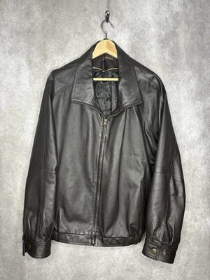 Chaqueta de Cuero Marrón St Johns Bay, Cremallera, Cuello y Aislante, Hombre Talla 2XL Foto 1 de 3