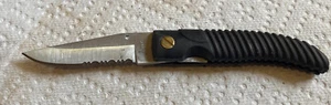 Vintage JAGUAR 3” Liner Lock Blade Pocket Knife Rubber Handle Plain Serrated - Picture 1 of 8