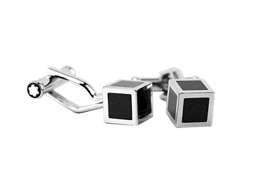 ЗАПОНКИ MONTBLANC CUBE ЗНАКОВЫЕ ЛИНИИ СТАЛЬНОЙ ЧЕРНЫЙ ЛАК НОВАЯ ГЕРМАНИЯ 111307 - Изображение 1 из 4