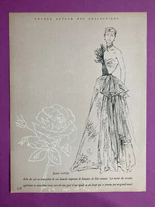 Dessin de mode 1948 Harambure vintage illustration Jean Patou Maggy Rouff robe - Picture 1 of 2