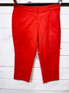 Chico's Womens Cropped Pants Size 2.5 Red High Rise Pockets - Picture 1 of 8