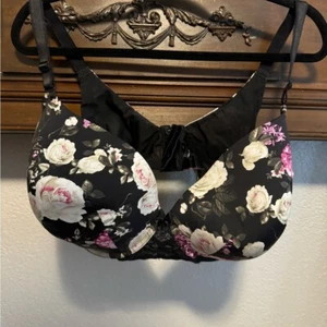 Damen BH mit Blumenmuster schwarz und rosa - Bild 1 von 3