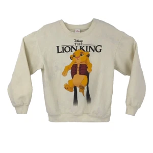 Simba The Lion King Disney Girls Pullover Sweatshirt Ivory Crew Neck M 7-9 - Picture 1 of 7