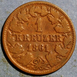 German States Nassau 1 Kreuzer 1861 - Picture 1 of 2