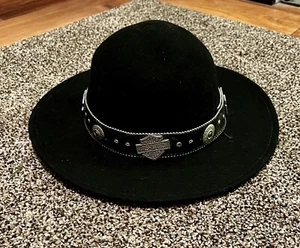 Harley Davidson WPL 4384 Black Wool Western Cowboy Hat X-Small - Picture 1 of 8