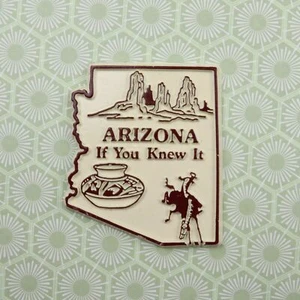 Arizona Magnet Desert Metal Print State Vtg Bull Rider Tourist Vacation Pottery - Picture 1 of 7