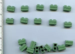 LEGO x 20 Sand Green Brick, Modified 1 x 2 with Masonry Profile Brick Profile - Picture 1 of 1