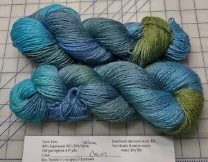 Hilo para dedos de calcetín pintado teñido a mano 100 gm superlavado BFL nailon calma - Imagen 1 de 1