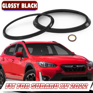 For Subaru XV 2022- Front & Rear Badge Ring Logo Frame Cover Trim Gloss Black - Picture 1 of 8