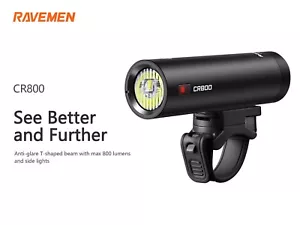 RAVEMEN CR800 Bicycle Lamp Bike Front Headlight 800 Lumens Rechargeable 2600mAH - Picture 1 of 12