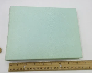 Album Scrapbook Leather Cover 8x6" Bound Pages Heavy Stock Graphic Image Seafoam - Picture 1 of 8