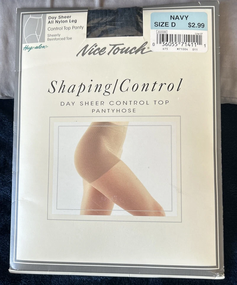 Vintage Sears Touch Day Sheer Shaping/Control Top Pantyhose Navy size D