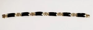Brazalete de eslabón de ónix negro oro amarillo sólido de 14 K 9,3 mm x 20 mm 9,0 gramos 7,25 pulgadas - Imagen 1 de 3
