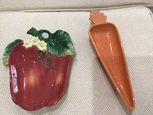 Fitz & Floyd Red Pepper Serving Dish Garden Plus Chantal carrot serving dish - Picture 1 of 6