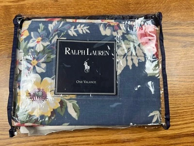 Nueva cenefa vintage Ralph Lauren Kimberly ventana azul floral algodón 84 x 15 pulgadas Foto 1 de 4