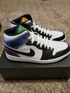 Nike Air Jordan 1 Mid SE 'Heat Reactive' White Black DM7802-100 Men's Sizes 10.5 - Picture 1 of 12