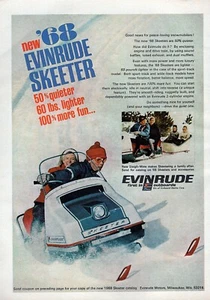 Moto de nieve Evinrude Skeeter 1968 anuncio original impreso en color - Imagen 1 de 1