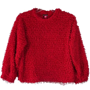 Vince Camuto Damen Gr. M Teddy-Strick Pullover mit Stehkragen Tulpenrot - Bild 1 von 10