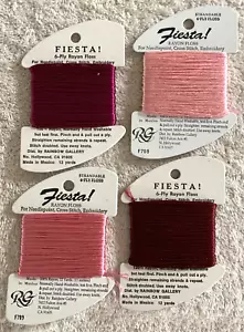 Rainbow Gallery Fiesta! Thread 3-Ply 100% Rayon 4 Cards Red Pink No Duplicates - Picture 1 of 6