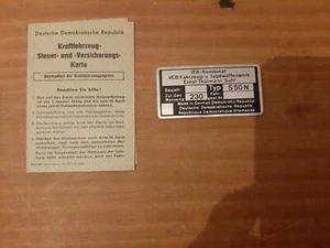 Steuerkarte Versicherungskarte Blankoplakette Simson S 50N Haushalt DDR - Bild 1 von 2