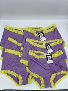 6er-Pack Maidenform Boyshort Höschen Mikrofaser Spitzenborte lila Größe 5/S neu mit Etikett C11 - Bild 1 von 2