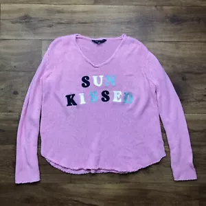 Simply Southern Women Sz S/M Pink Knit Sweater SUN KISSED *Flaw *Read - Picture 1 of 7