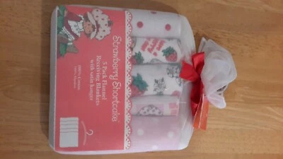 Strawberry Shortcake 5 Pack Flannel Receiving Blankets with Satin Hanger Cotton - Image 1 of 4