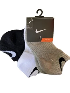 Nike Low Cut Socks INFANTS Size 10-12.5UK 28.5-30EU Wht/Grey/Blk - Picture 1 of 3