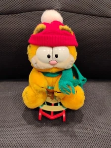 Vintage 1981 Dakin Garfield die Katze 9 Zoll Schlitten Plüsch Schlitten Weihnachtsdeko - Bild 1 von 6