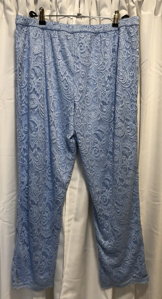 Брюки Isaac Mizrahi кружевные оверлейные эластичные на талию классические синие стандартные 16 - Изображение 1 из 4