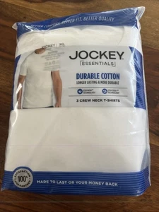 T-shirt girocollo Jockey Essentials uomo 3XL bianco 100% cotone confezione da 3 senza etichette - Foto 1 di 3