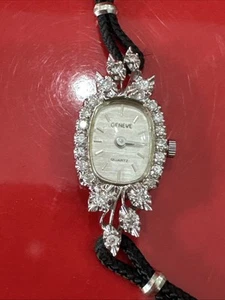 Estate Geneve Ladies Solid 14k White  Gold .80ctw Diamond Watch Swiss - Picture 1 of 6